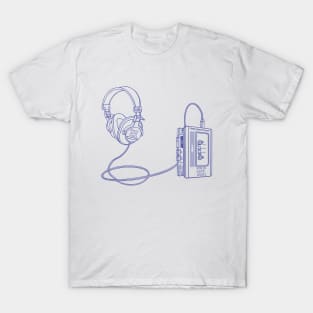 Portable Tape Player (Cosmic Cobalt Lines) Analog / Music T-Shirt